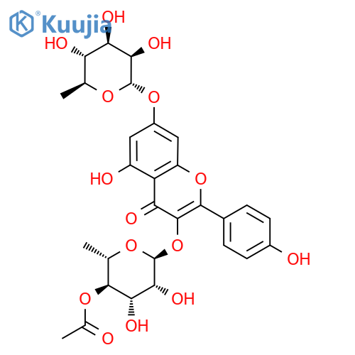 4H-1-Benzopyran-4-one, 3-[(4-O-acetyl-6-deoxy-α-L-mannopyranosyl)oxy]-7-[(6-deoxy-α-L-mannopyranosyl)oxy]-5-hydroxy-2-(4-hydroxyphenyl)- structure