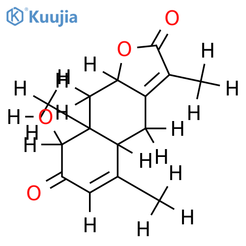 1alpha-hydroxy-2-oxo-eudesman-3,7(11)-dien-8beta,12-olide structure