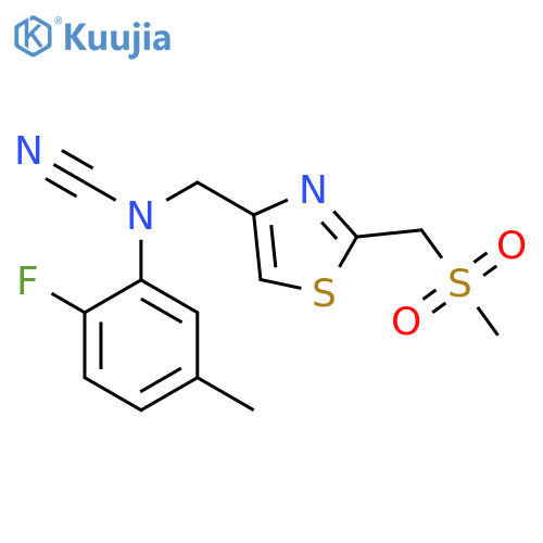 Cyanamide, N-(2-fluoro-5-methylphenyl)-N-[[2-[(methylsulfonyl)methyl]-4-thiazolyl]methyl]- structure