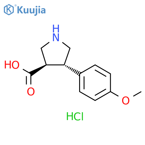 3-Pyrrolidinecarboxylic acid, 4-(4-methoxyphenyl)-, hydrochloride (1:1), (3R,4S)-rel- structure