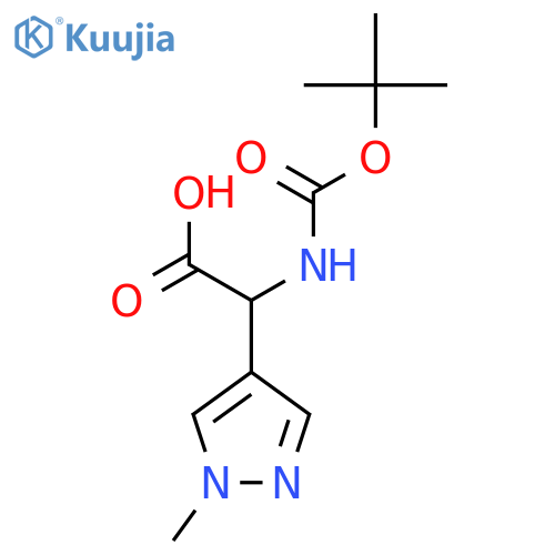 2-(tert-butoxycarbonylamino)-2-(1-methylpyrazol-4-yl)acetic acid structure