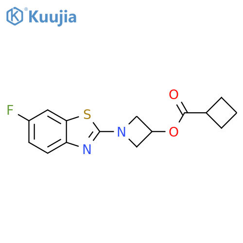 1-(6-fluoro-1,3-benzothiazol-2-yl)azetidin-3-yl cyclobutanecarboxylate structure