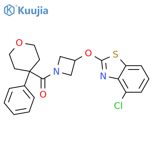 4-chloro-2-{[1-(4-phenyloxane-4-carbonyl)azetidin-3-yl]oxy}-1,3-benzothiazole structure