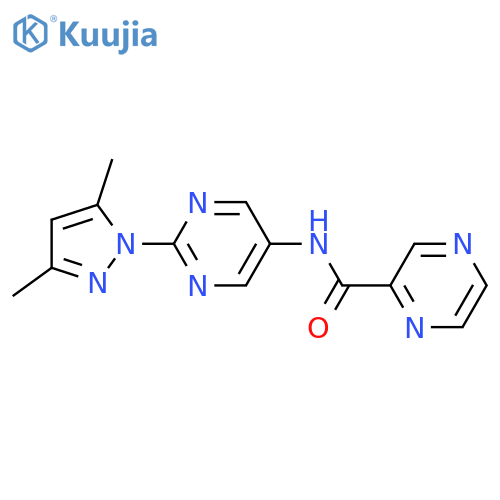 N-2-(3,5-dimethyl-1H-pyrazol-1-yl)pyrimidin-5-ylpyrazine-2-carboxamide structure