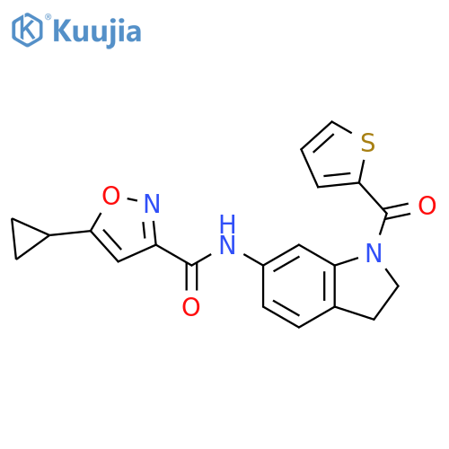5-cyclopropyl-N-[1-(thiophene-2-carbonyl)-2,3-dihydro-1H-indol-6-yl]-1,2-oxazole-3-carboxamide structure