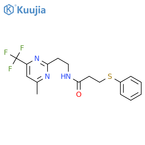 N-{2-[4-methyl-6-(trifluoromethyl)pyrimidin-2-yl]ethyl}-3-(phenylsulfanyl)propanamide structure