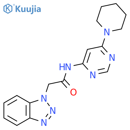 2-(1H-1,2,3-benzotriazol-1-yl)-N-6-(piperidin-1-yl)pyrimidin-4-ylacetamide structure