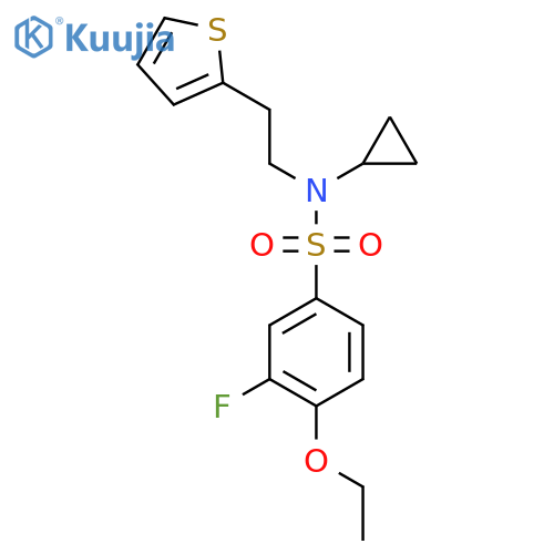 N-cyclopropyl-4-ethoxy-3-fluoro-N-2-(thiophen-2-yl)ethylbenzene-1-sulfonamide structure