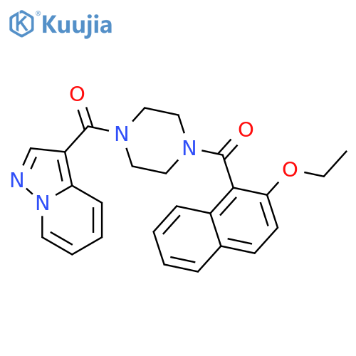 1-(2-ethoxynaphthalene-1-carbonyl)-4-{pyrazolo[1,5-a]pyridine-3-carbonyl}piperazine structure