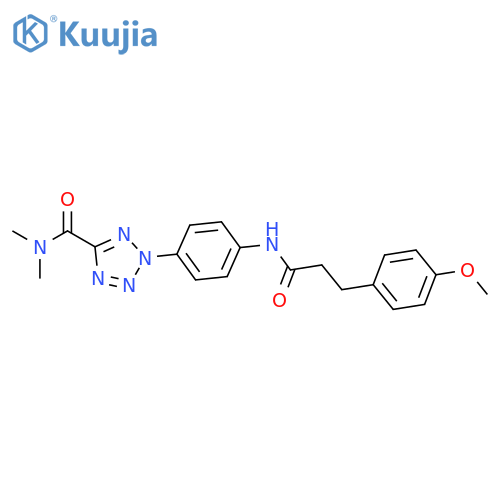 2-{4-3-(4-methoxyphenyl)propanamidophenyl}-N,N-dimethyl-2H-1,2,3,4-tetrazole-5-carboxamide structure