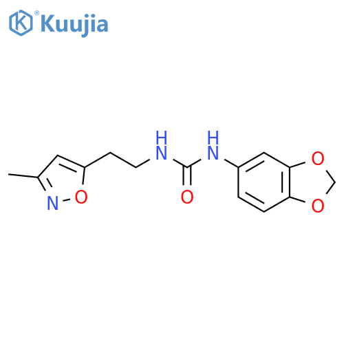1-(2H-1,3-benzodioxol-5-yl)-3-[2-(3-methyl-1,2-oxazol-5-yl)ethyl]urea structure