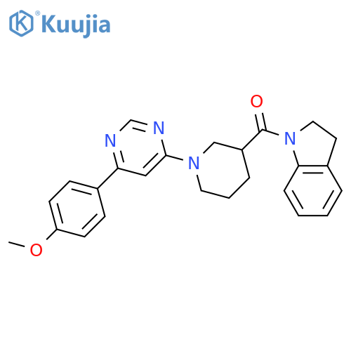 2,3-dihydroindol-1-yl-[1-[6-(4-methoxyphenyl)pyrimidin-4-yl]piperidin-3-yl]methanone structure