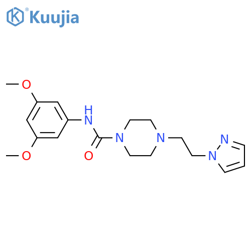 N-(3,5-dimethoxyphenyl)-4-[2-(1H-pyrazol-1-yl)ethyl]piperazine-1-carboxamide structure