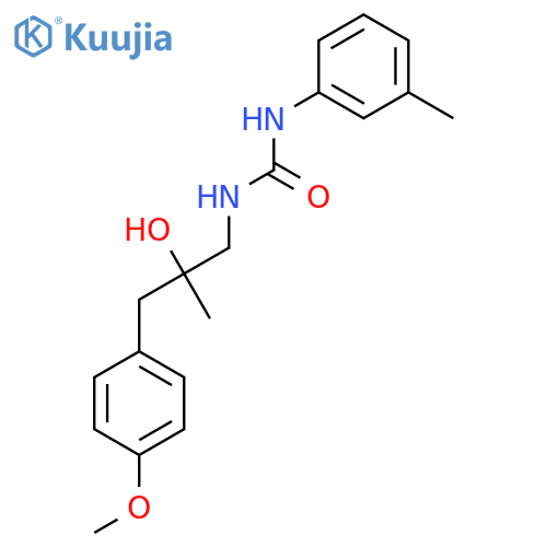 1-2-hydroxy-3-(4-methoxyphenyl)-2-methylpropyl-3-(3-methylphenyl)urea structure