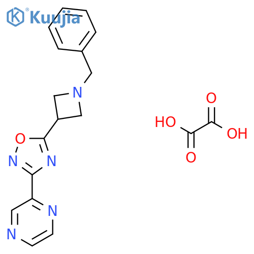 2-[5-(1-benzylazetidin-3-yl)-1,2,4-oxadiazol-3-yl]pyrazine; oxalic acid structure