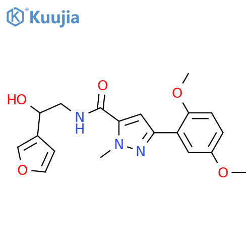 3-(2,5-dimethoxyphenyl)-N-[2-(furan-3-yl)-2-hydroxyethyl]-1-methyl-1H-pyrazole-5-carboxamide structure