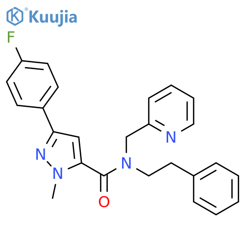 3-(4-fluorophenyl)-1-methyl-N-(2-phenylethyl)-N-[(pyridin-2-yl)methyl]-1H-pyrazole-5-carboxamide structure