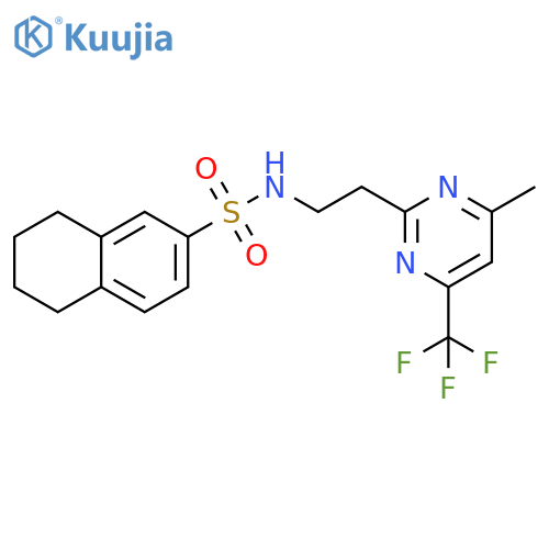 N-{2-[4-methyl-6-(trifluoromethyl)pyrimidin-2-yl]ethyl}-5,6,7,8-tetrahydronaphthalene-2-sulfonamide structure