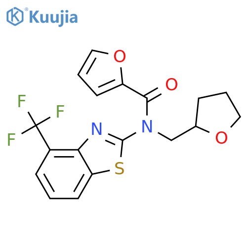 N-[(oxolan-2-yl)methyl]-N-[4-(trifluoromethyl)-1,3-benzothiazol-2-yl]furan-2-carboxamide structure
