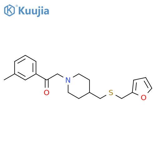 1-[4-({[(furan-2-yl)methyl]sulfanyl}methyl)piperidin-1-yl]-2-(3-methylphenyl)ethan-1-one structure