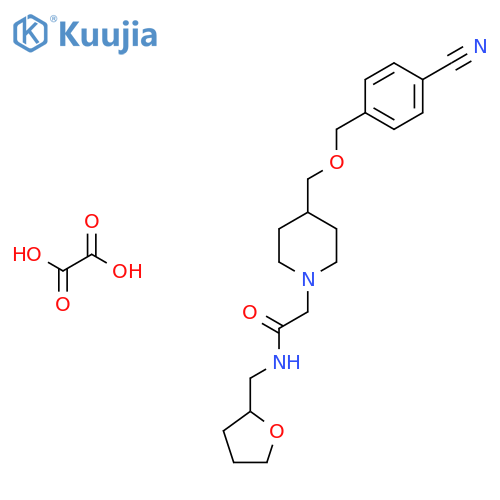 2-(4-{(4-cyanophenyl)methoxymethyl}piperidin-1-yl)-N-(oxolan-2-yl)methylacetamide; oxalic acid structure