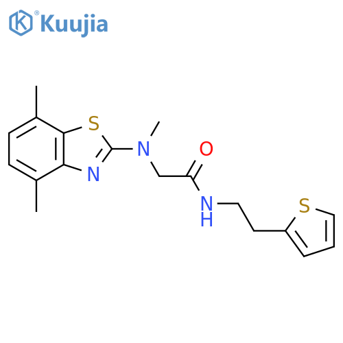 2-(4,7-dimethyl-1,3-benzothiazol-2-yl)(methyl)amino-N-2-(thiophen-2-yl)ethylacetamide structure