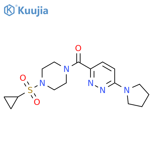 3-4-(cyclopropanesulfonyl)piperazine-1-carbonyl-6-(pyrrolidin-1-yl)pyridazine structure