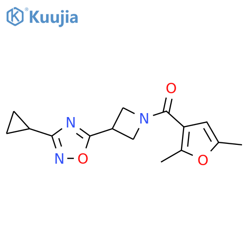 3-cyclopropyl-5-1-(2,5-dimethylfuran-3-carbonyl)azetidin-3-yl-1,2,4-oxadiazole structure