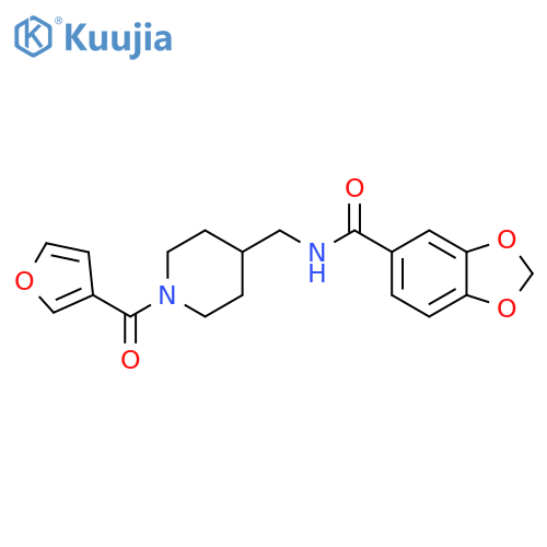 N-{1-(furan-3-carbonyl)piperidin-4-ylmethyl}-2H-1,3-benzodioxole-5-carboxamide structure