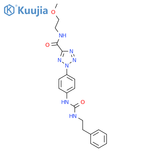 N-(2-methoxyethyl)-2-(4-{(2-phenylethyl)carbamoylamino}phenyl)-2H-1,2,3,4-tetrazole-5-carboxamide structure