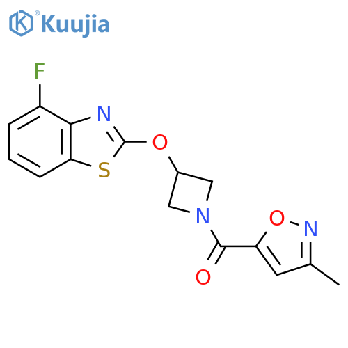 4-fluoro-2-{[1-(3-methyl-1,2-oxazole-5-carbonyl)azetidin-3-yl]oxy}-1,3-benzothiazole structure
