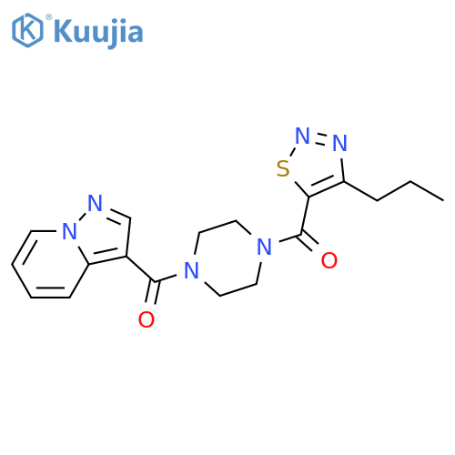 1-(4-propyl-1,2,3-thiadiazole-5-carbonyl)-4-{pyrazolo[1,5-a]pyridine-3-carbonyl}piperazine structure