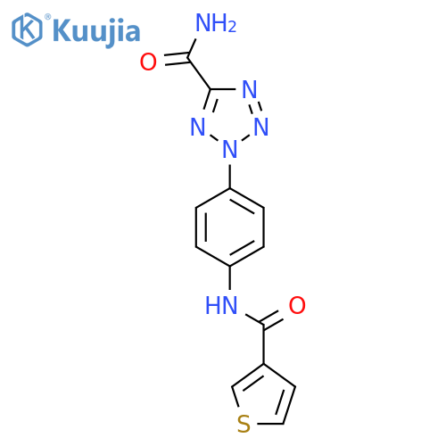2-4-(thiophene-3-amido)phenyl-2H-1,2,3,4-tetrazole-5-carboxamide structure