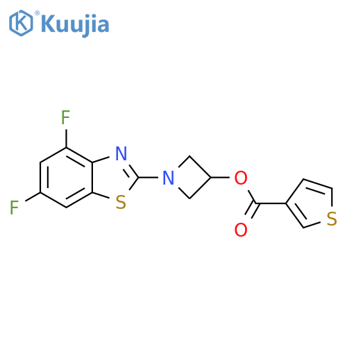 1-(4,6-difluoro-1,3-benzothiazol-2-yl)azetidin-3-yl thiophene-3-carboxylate structure