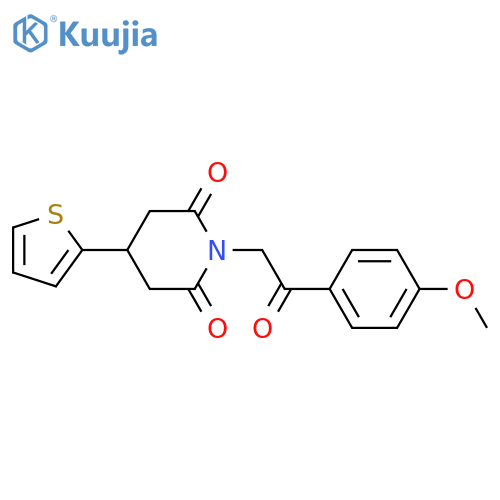 1-[2-(4-methoxyphenyl)-2-oxoethyl]-4-(thiophen-2-yl)piperidine-2,6-dione structure