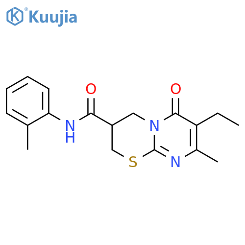 7-ethyl-8-methyl-N-(2-methylphenyl)-6-oxo-2H,3H,4H,6H-pyrimido[2,1-b][1,3]thiazine-3-carboxamide structure
