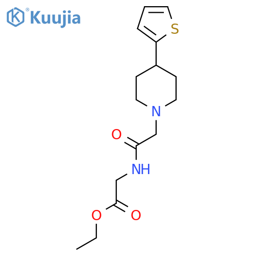 ethyl 2-{2-[4-(thiophen-2-yl)piperidin-1-yl]acetamido}acetate structure