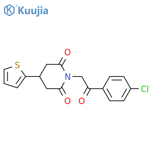 1-[2-(4-chlorophenyl)-2-oxoethyl]-4-(thiophen-2-yl)piperidine-2,6-dione structure