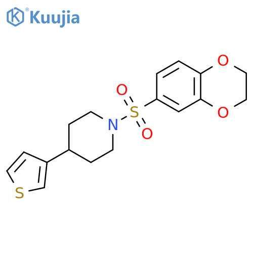 1-(2,3-dihydro-1,4-benzodioxine-6-sulfonyl)-4-(thiophen-3-yl)piperidine structure