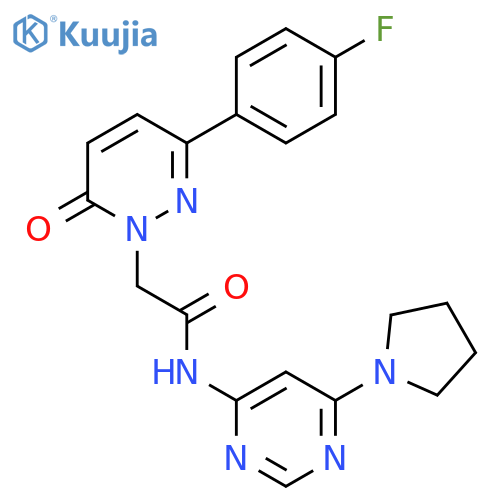 2-3-(4-fluorophenyl)-6-oxo-1,6-dihydropyridazin-1-yl-N-6-(pyrrolidin-1-yl)pyrimidin-4-ylacetamide structure