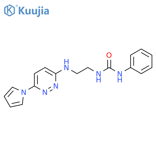 1-phenyl-3-(2-{[6-(1H-pyrrol-1-yl)pyridazin-3-yl]amino}ethyl)urea structure