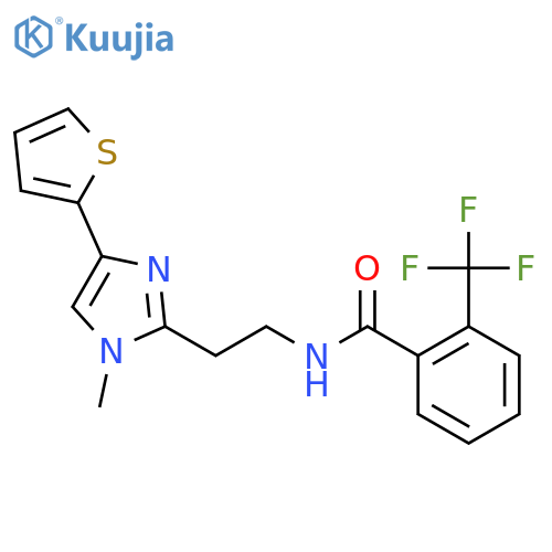 N-{2-[1-methyl-4-(thiophen-2-yl)-1H-imidazol-2-yl]ethyl}-2-(trifluoromethyl)benzamide structure