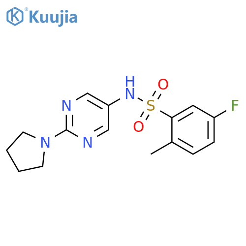 5-fluoro-2-methyl-N-2-(pyrrolidin-1-yl)pyrimidin-5-ylbenzene-1-sulfonamide structure