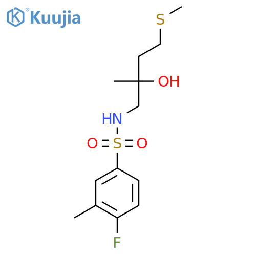 2-(4-fluoro-3-methylbenzenesulfonamido)methyl-4-(methylsulfanyl)butan-2-ol structure