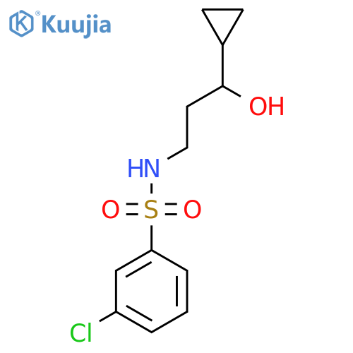 3-chloro-N-(3-cyclopropyl-3-hydroxypropyl)benzene-1-sulfonamide structure