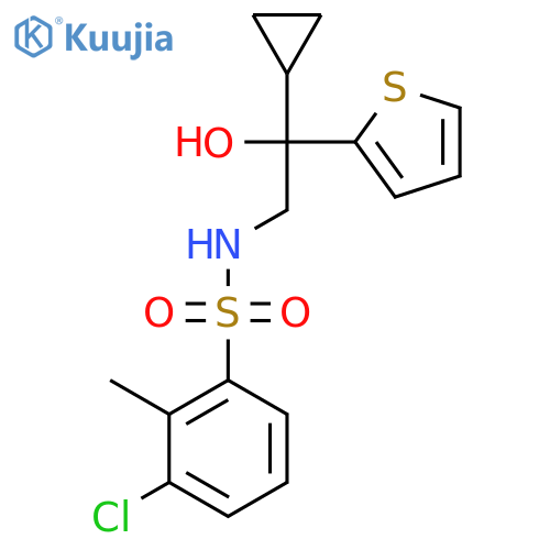 3-chloro-N-2-cyclopropyl-2-hydroxy-2-(thiophen-2-yl)ethyl-2-methylbenzene-1-sulfonamide structure