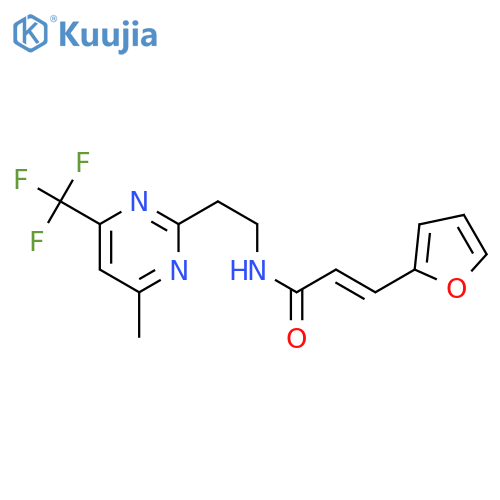 (2E)-3-(furan-2-yl)-N-{2-[4-methyl-6-(trifluoromethyl)pyrimidin-2-yl]ethyl}prop-2-enamide structure