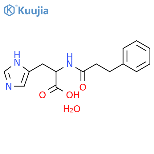 3-(1H-Imidazol-4-yl)-2-(3-phenylpropanamido)propanoic acid hydrate structure