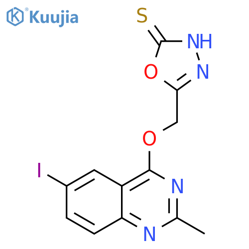 1,3,4-Oxadiazole-2(3H)-thione,5-[[(6-iodo-2-methyl-4-quinazolinyl)oxy]methyl]- structure