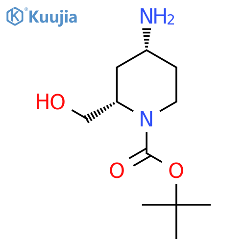 tert-butyl cis-4-amino-2-(hydroxymethyl)piperidine-1-carboxylate structure